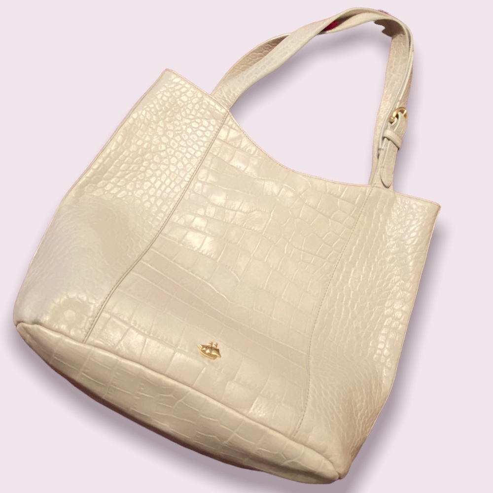 BRAHMIN White Bag Large Shoulder Pebble Off-White - Picture 1 of 13